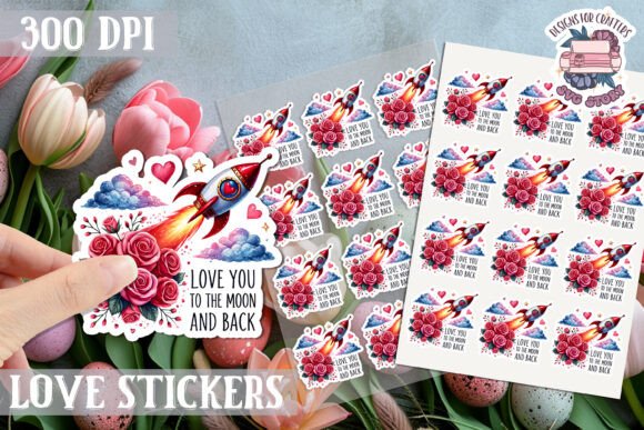 Love You to the Moon Sticker Sheet PNG Review